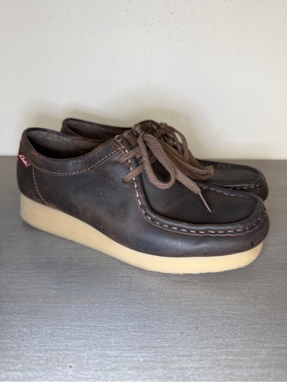 Clarks Stinson Lo Leather Moccasins Sneakers Mens Size 7.5 M Brown Beeswax Shoes